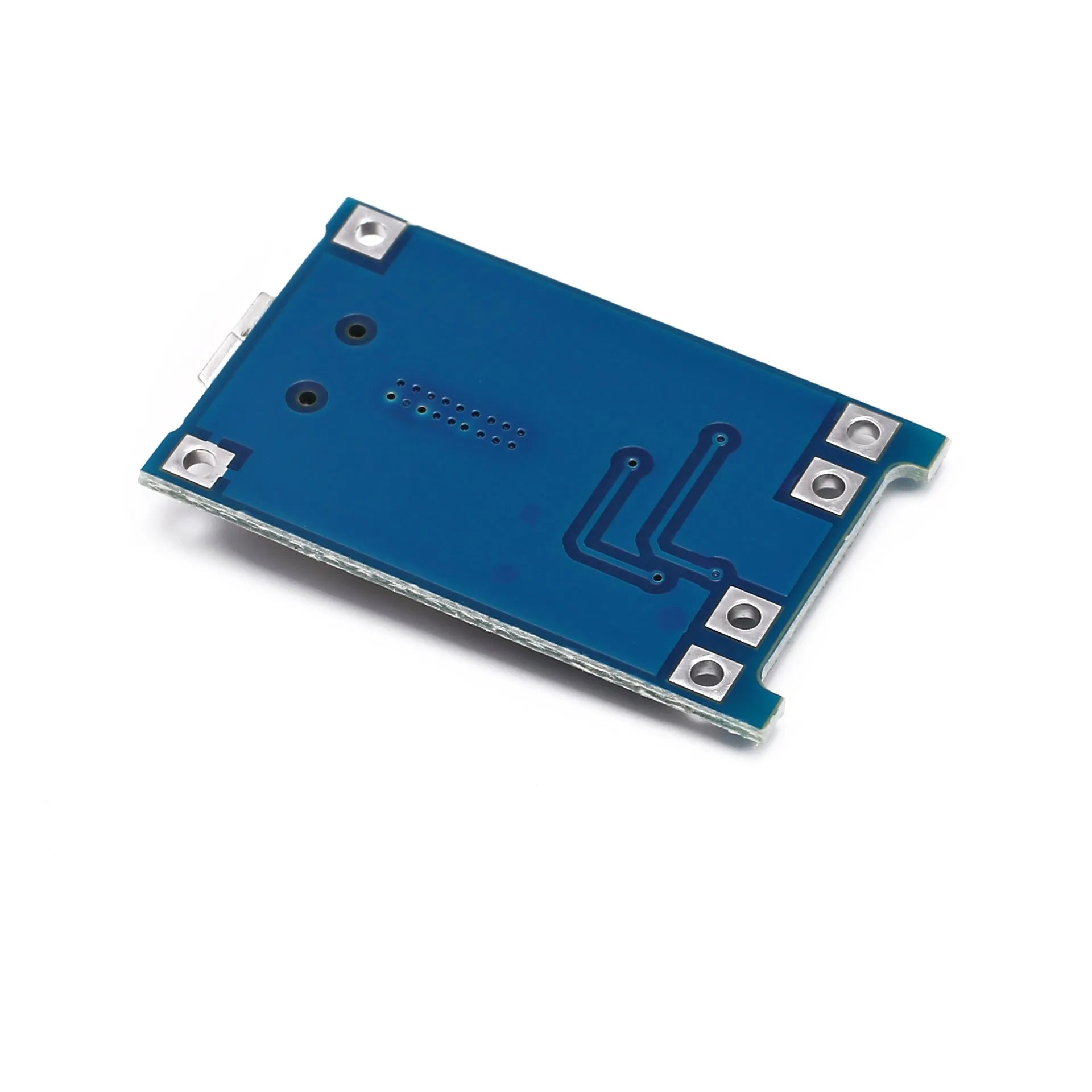 Blue PCB lithium battery charging protection board for 18650 cells with USB input
