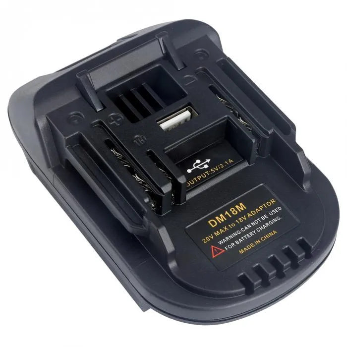 Black Milwaukee to Makita battery adapter measuring 125x90x65cm for DM18M to H99F conversion