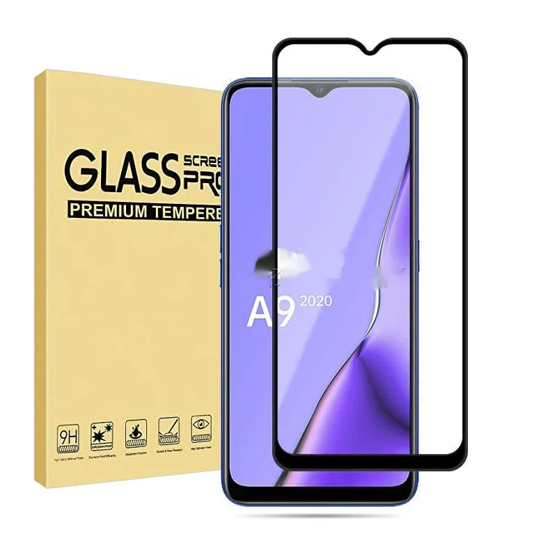Full screen tempered glass screen protector for OPPO A9 2020 in black