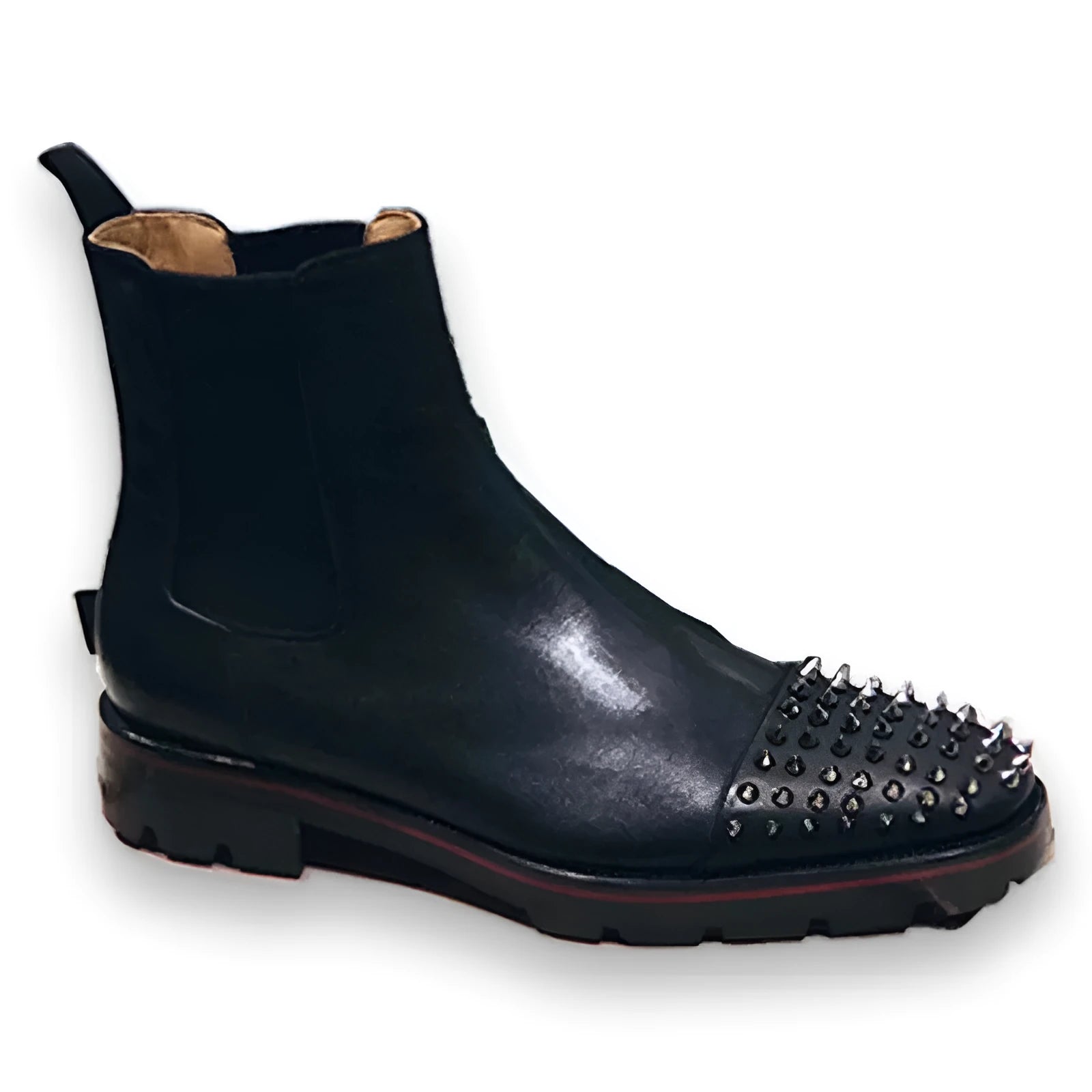 Black leather high-top business casual shoes with cowhide upper and leather sole