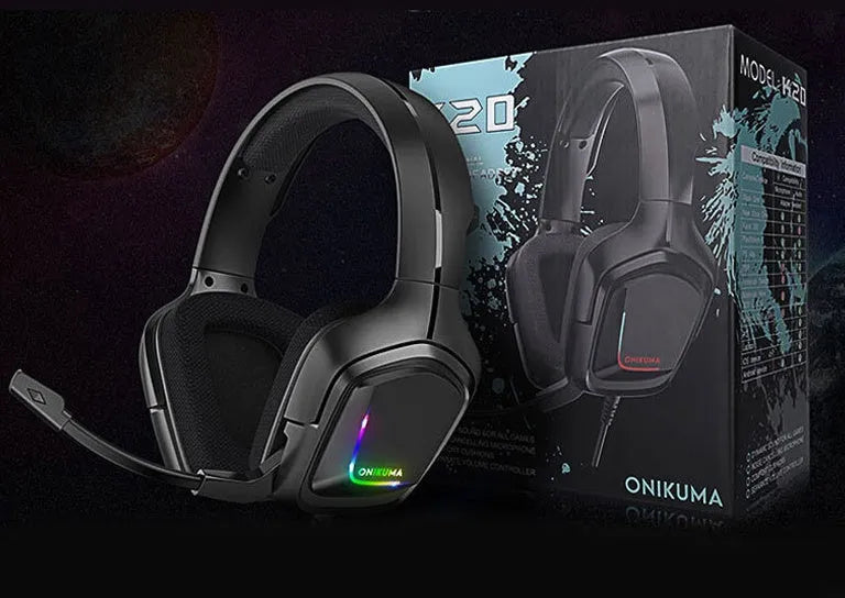 RGB wired over-ear gaming headset with 40mm drivers, cloth earmuffs, and 2.2m braided cable in black finish
