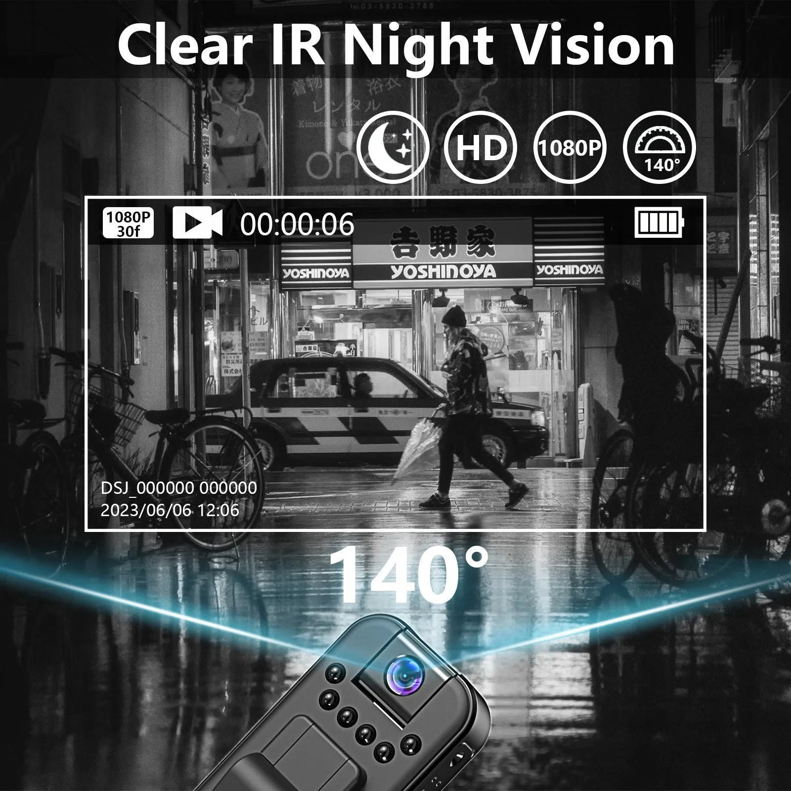 L7 HD home security camera with infrared night vision and wifi connectivity for clear video recording