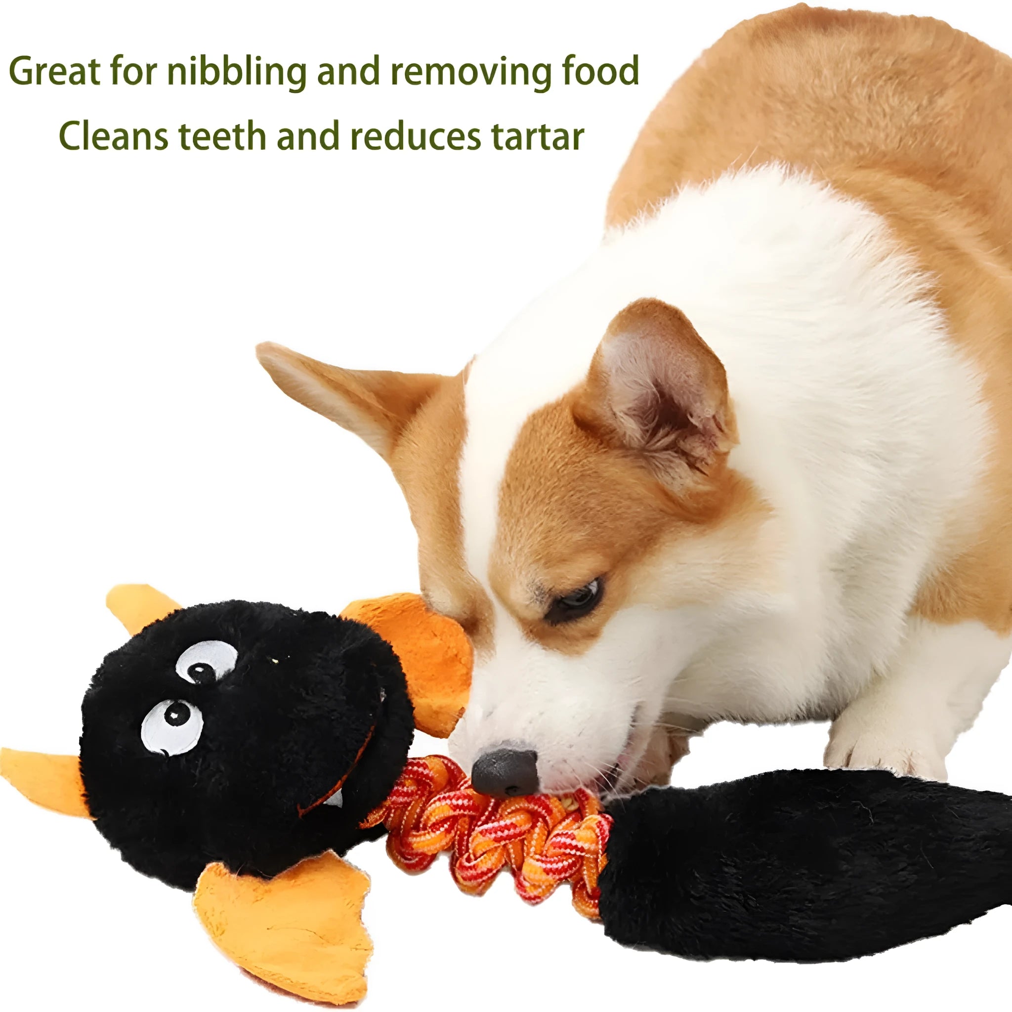 Large green plush dog toy with rope knot and realistic cartoon design on light background