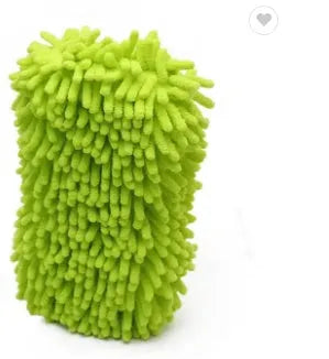 Silver green chenille car wash sponge measuring 14x25 cm with microfiber spiral wool construction