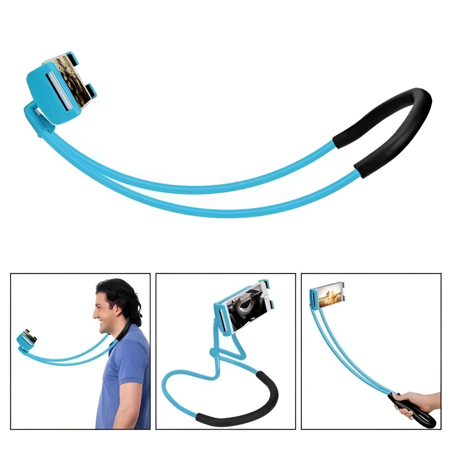 Universal 360-degree rotatable phone holder with foam padding for smartphone protection