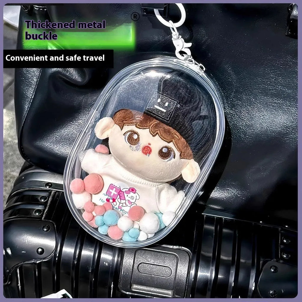 Transparent PVC cube storage bag with colourful balls for drying cotton dolls