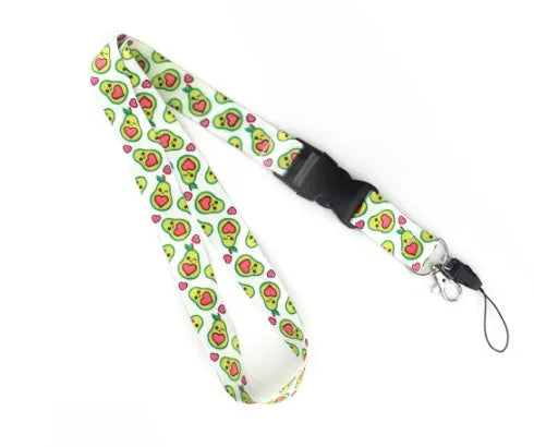Fruit avocado cartoon double-sided polyester buckle mobile phone lanyard 45cm on white background