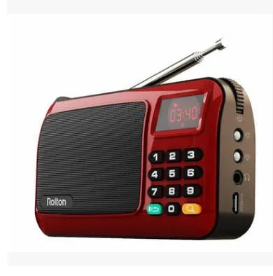 Rolton W405 portable FM radio MP3 music speaker with LED screen and flashlight buttons in golden colour