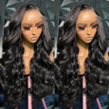 Black M1613 22-inch curly full-head wig for ladies on a display.