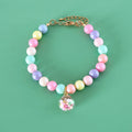 Colourful resin pearl pet collar necklace bracelet set in macaron colours with adjustable sizing