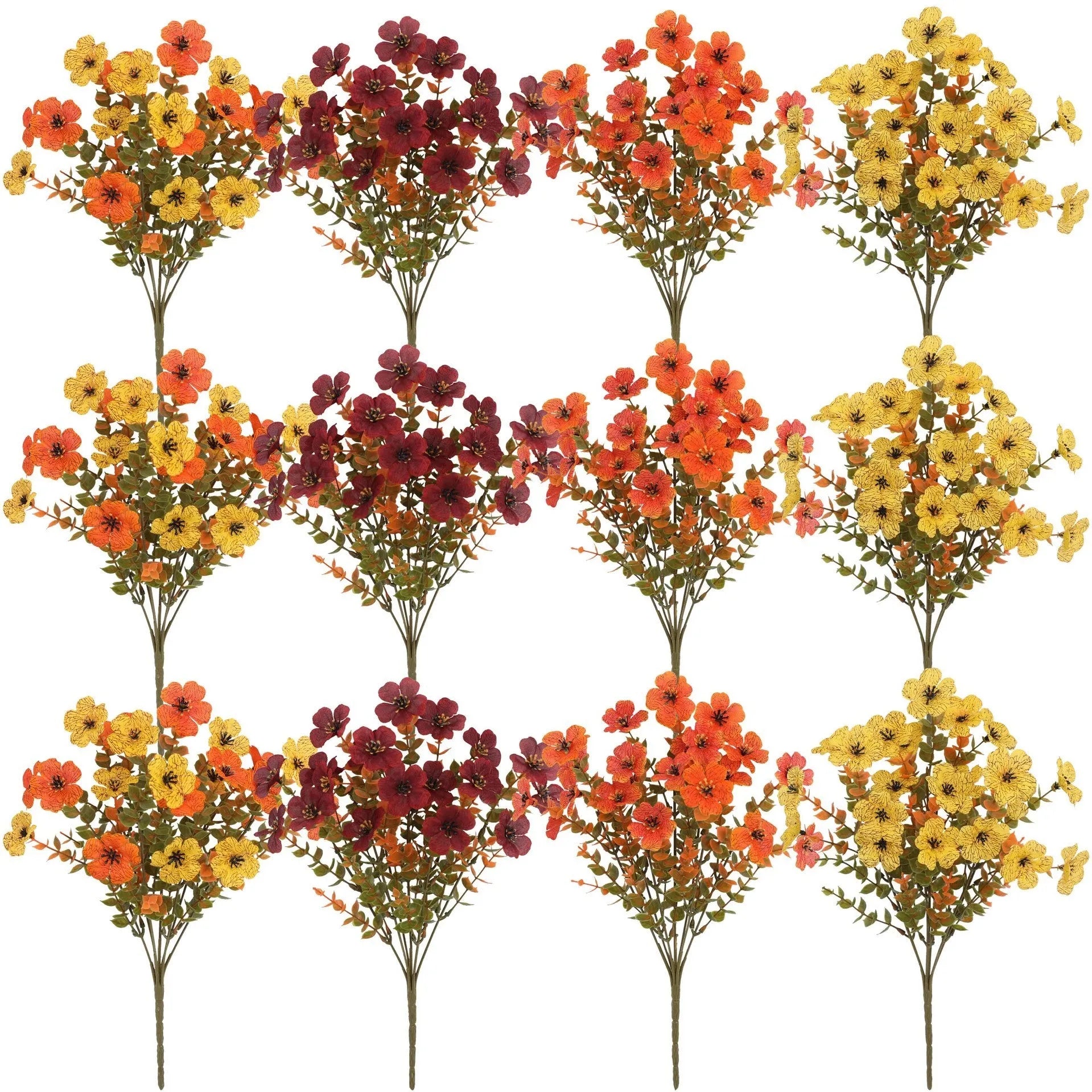 Plastic silk artificial flower bouquet in autumn colours for wedding and home decoration