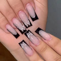 Black French style wear armour nail art kit with glittering butterfly pattern and flashing design elements