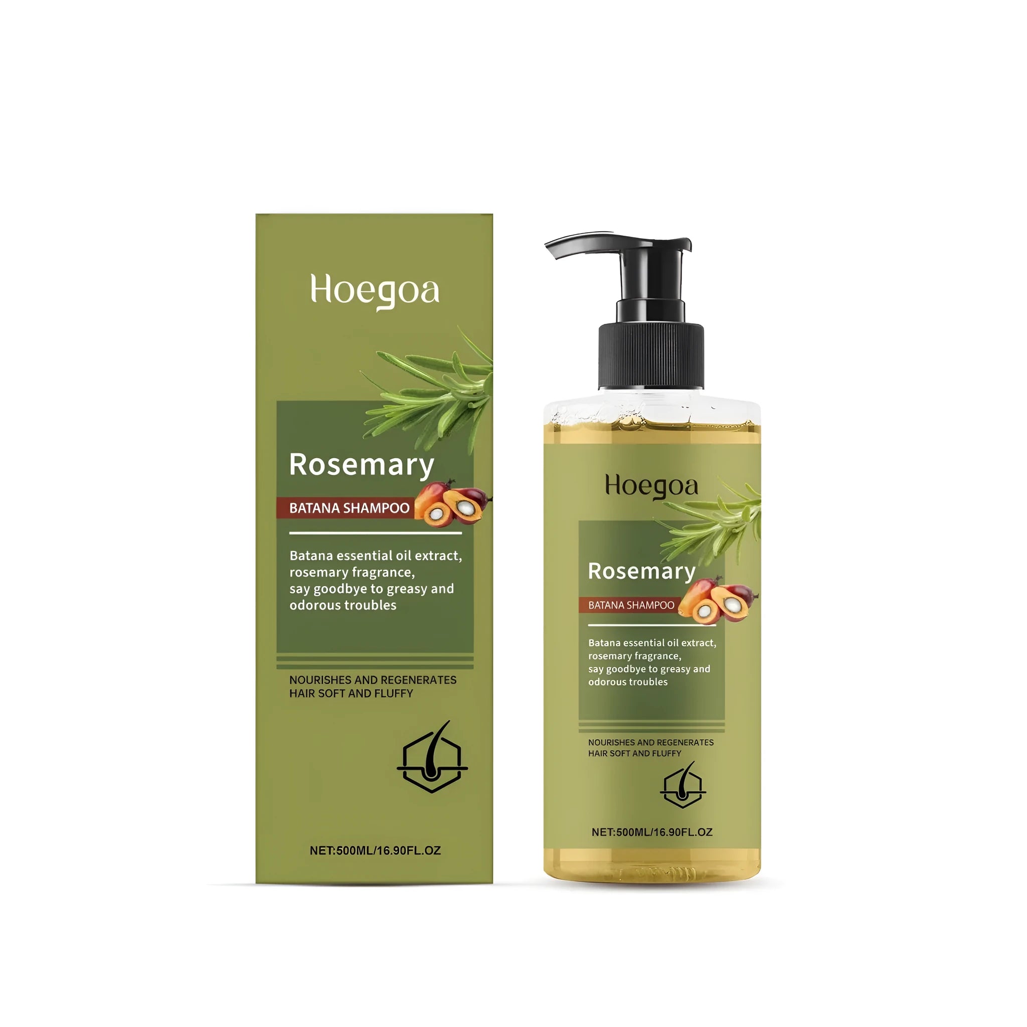 500ml bottle of Rosemary Hair Growth Shampoo with botanical formula.