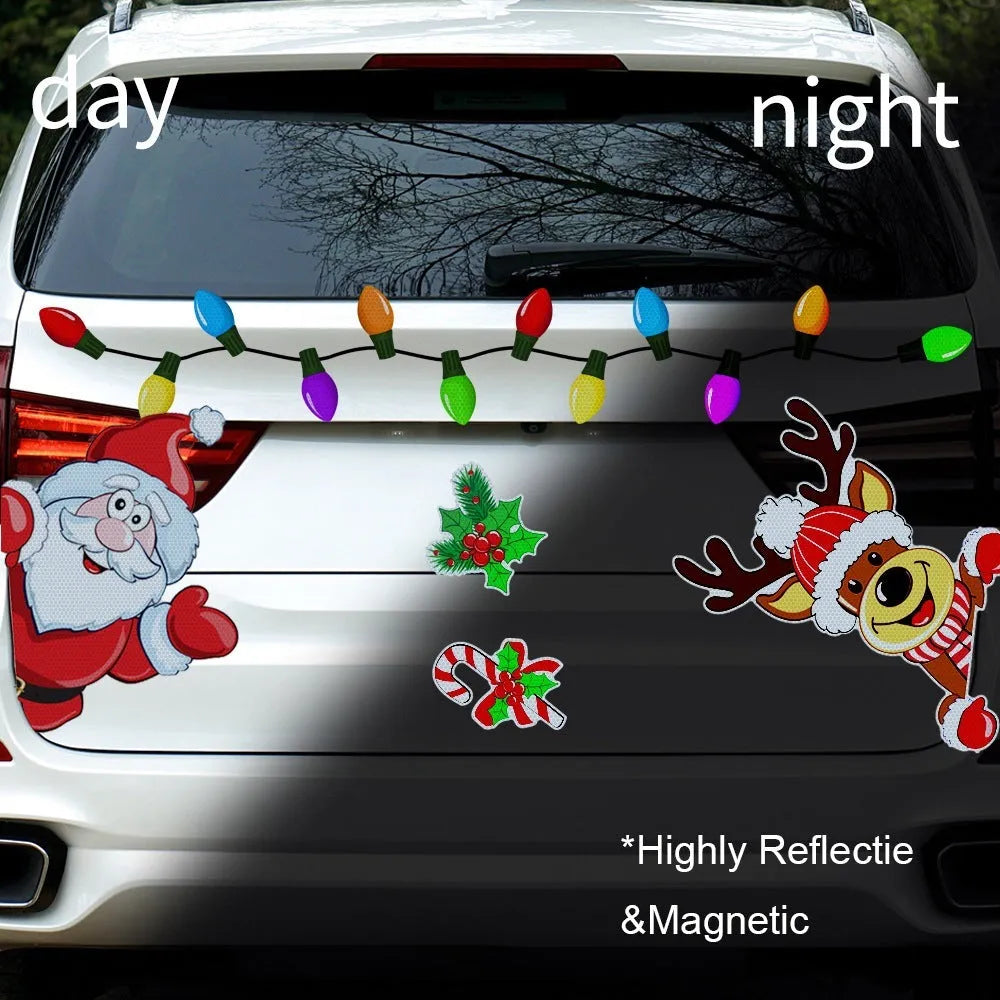 Christmas elk cartoon design reflective magnetic sticker in medium size