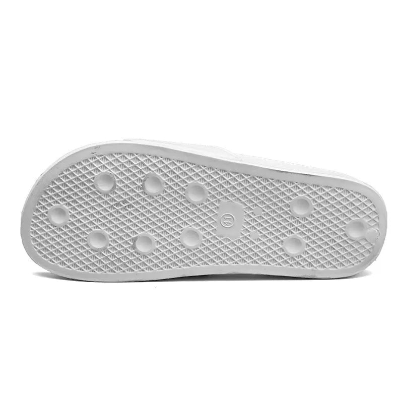 Large size personalised men's slippers with open toe design in black or white colour options