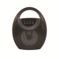 Portable Bluetooth speaker with plastic shell in black, 1200mAh battery, 6-hour playtime, USB and SD card slots