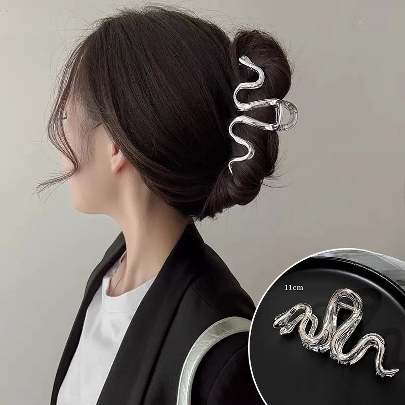 Slytherin serpentine metal hair barrette 10.5cm in silver with electroplated finish