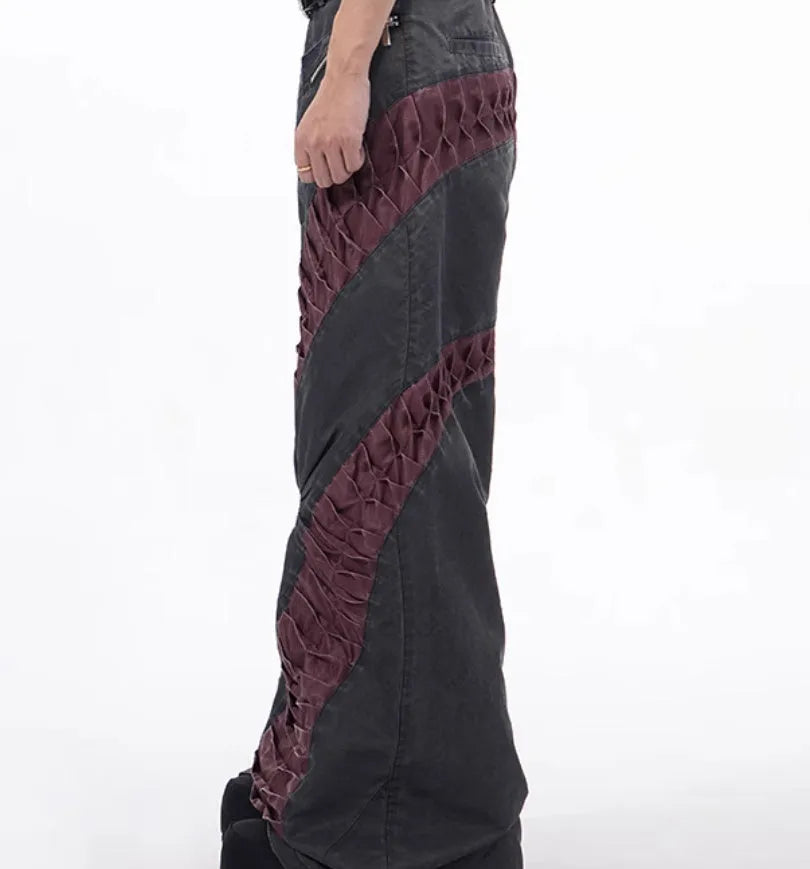 Retro three-dimensional keel casual pants in solid colour rayon fabric for men summer sports