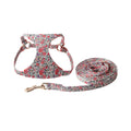 Super Beautiful Floral Series pet harness suit with leash in orange for small dogs