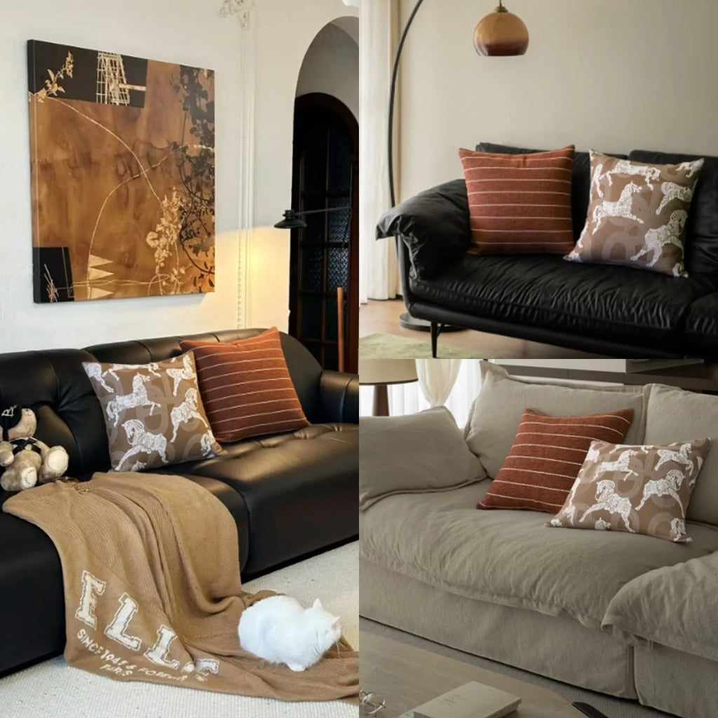 Chinese style geometric pattern cushion pillow in 45cm square dimensions with feather velvet filling