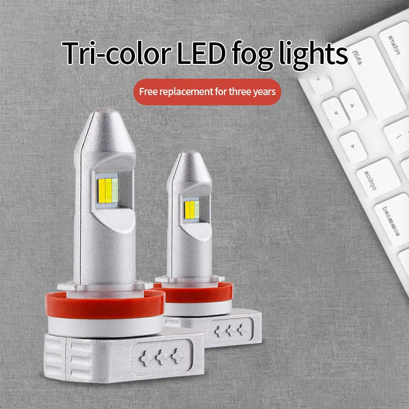 Universal LED fog lamp bulb with aluminium housing on a white background