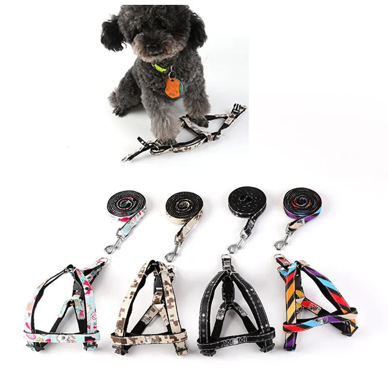 Cowboy dog leash, nylon print pattern, adjustable, for small dogs, black and colourful options