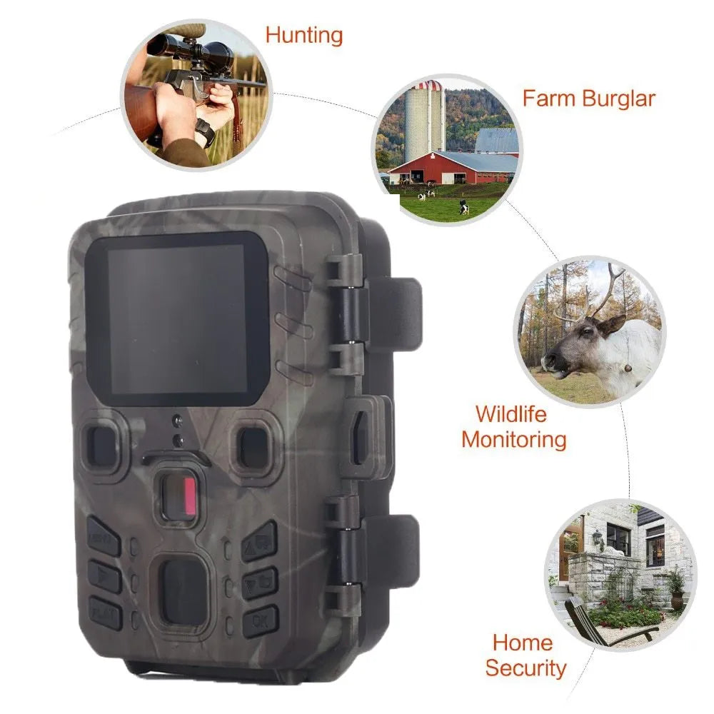 Black infrared night vision monitoring device with plastic body and TF card slot