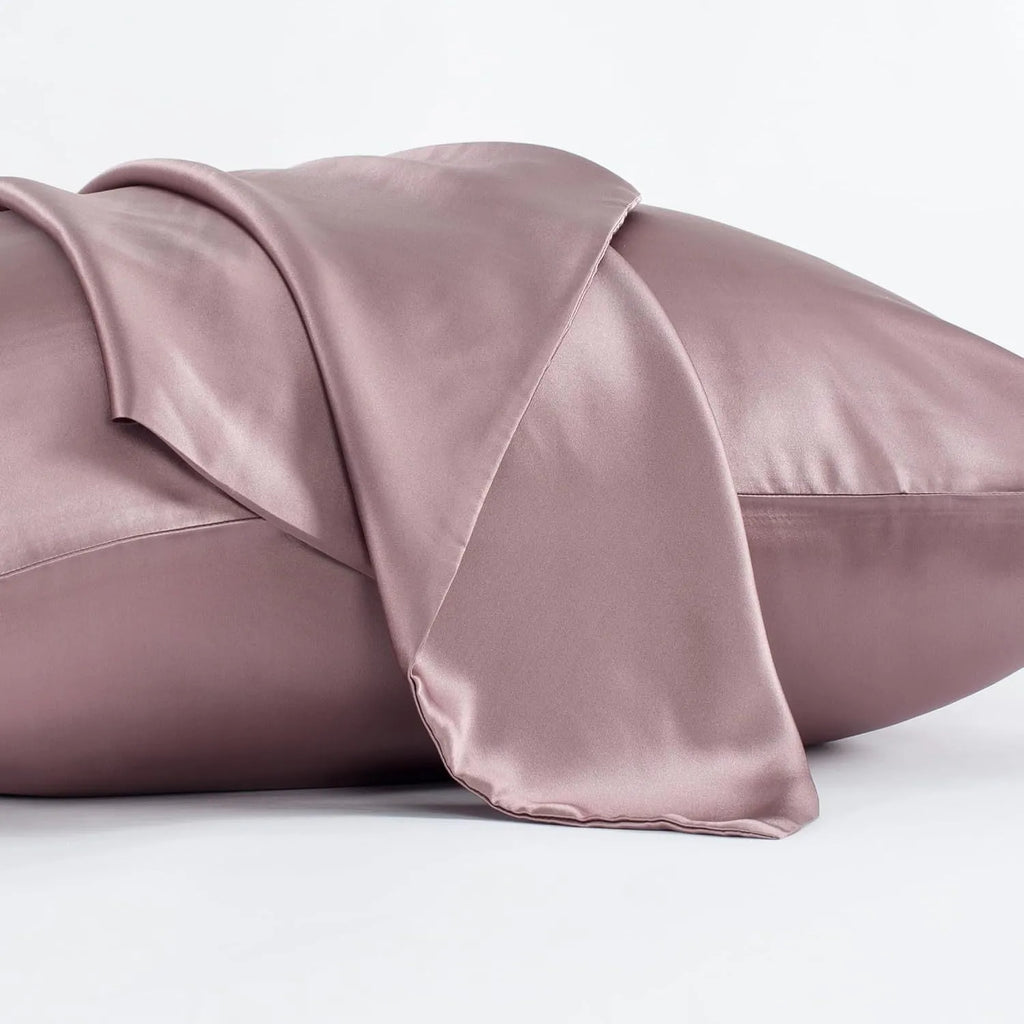 Dark grey mulberry silk envelope pillowcase laid flat, showing solid colour and clean finish.