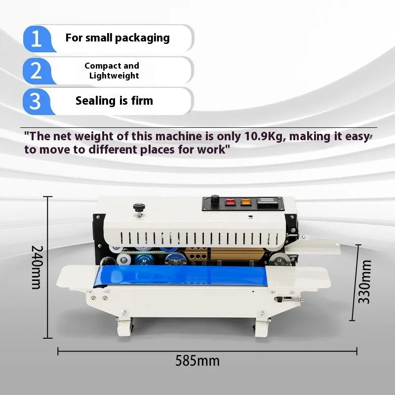Small steel manual sealing machine with date stamp wheel for plastic bags