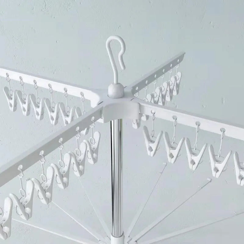 Mobile split stainless steel three-layer drying rack with plastic clips for socks and ties
