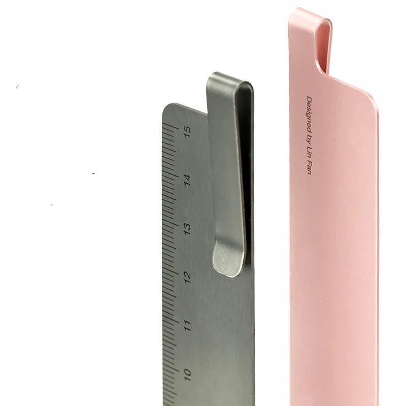 Retro metal aluminium RUMA bookmark ruler 15cm laser engraved scale black silver