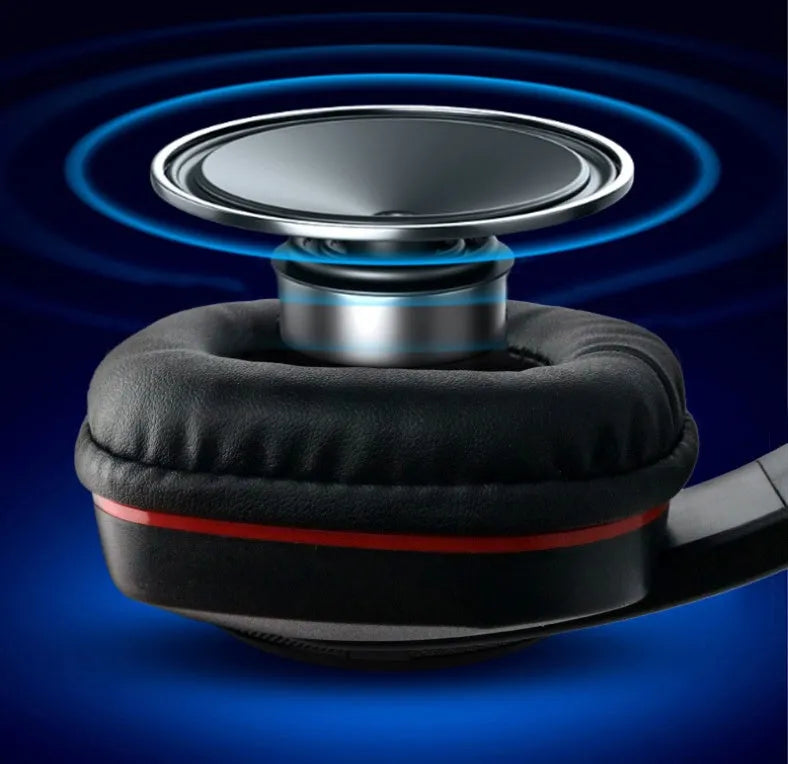 Black wired gaming headset with 6.3mm straight plug and 40mm speakers for heavy bass audio