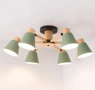 Nordic isn macaron ceiling pendant lamp with ironwood construction in multiple colour options