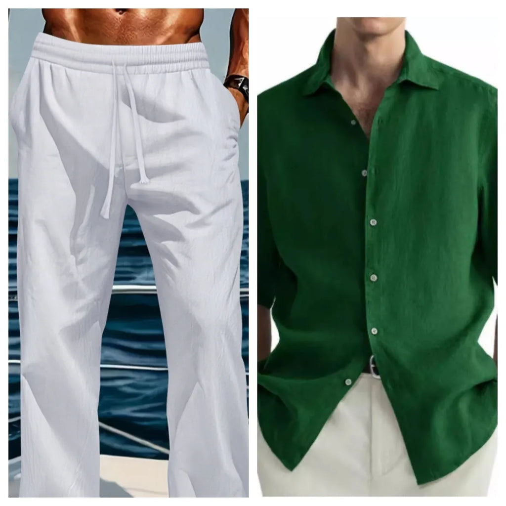 Men's green washed cotton casual shirt with cardigan style and regular fit