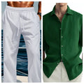 Men's green washed cotton casual shirt with cardigan style and regular fit