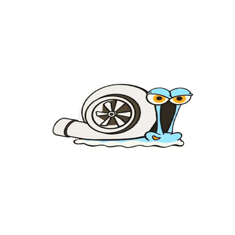 White reflective car bumper sticker with cartoon design measuring 12cm by 8cm