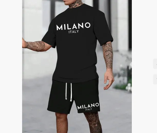 Polyester short sleeve suit set with matching top and shorts in multiple colour options