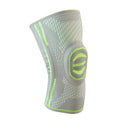 A green cotton knee pad for mountaineering and sports protection, shown alongside blue and yellow colour options.