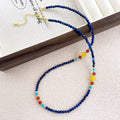 Natural lapis lazuli pendant necklace with copper setting on ball bead chain, adjustable 41-50cm, handmade women's jewellery