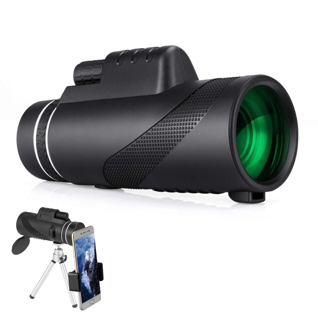 Black 40x60 HD smartphone telescope monocular with fully multi-coated lens for long-range viewing