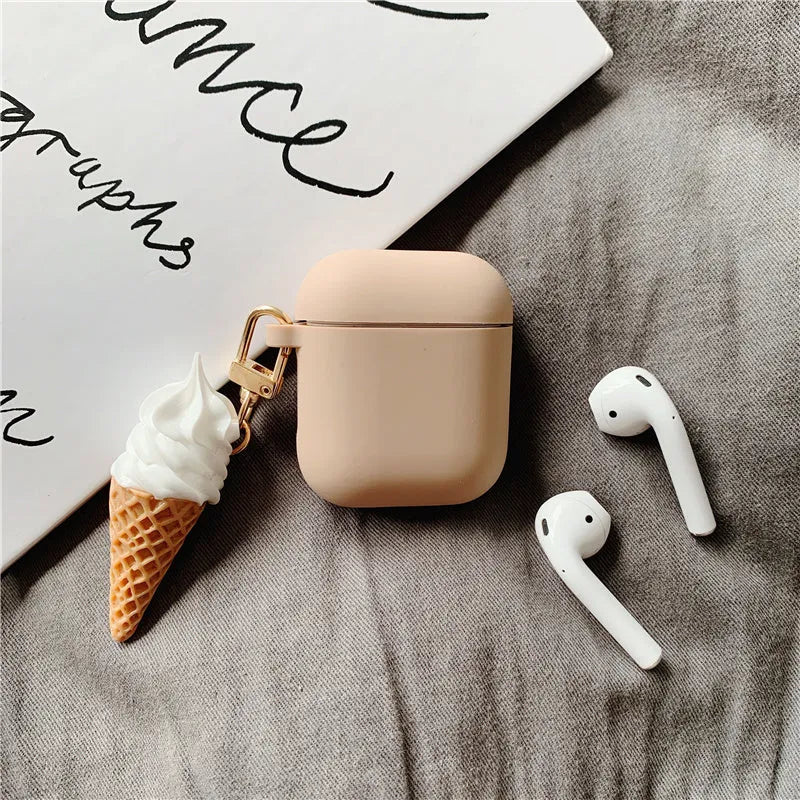 Transparent silicone case with cylinder ice cream design for Apple AirPods 2 wireless earbuds
