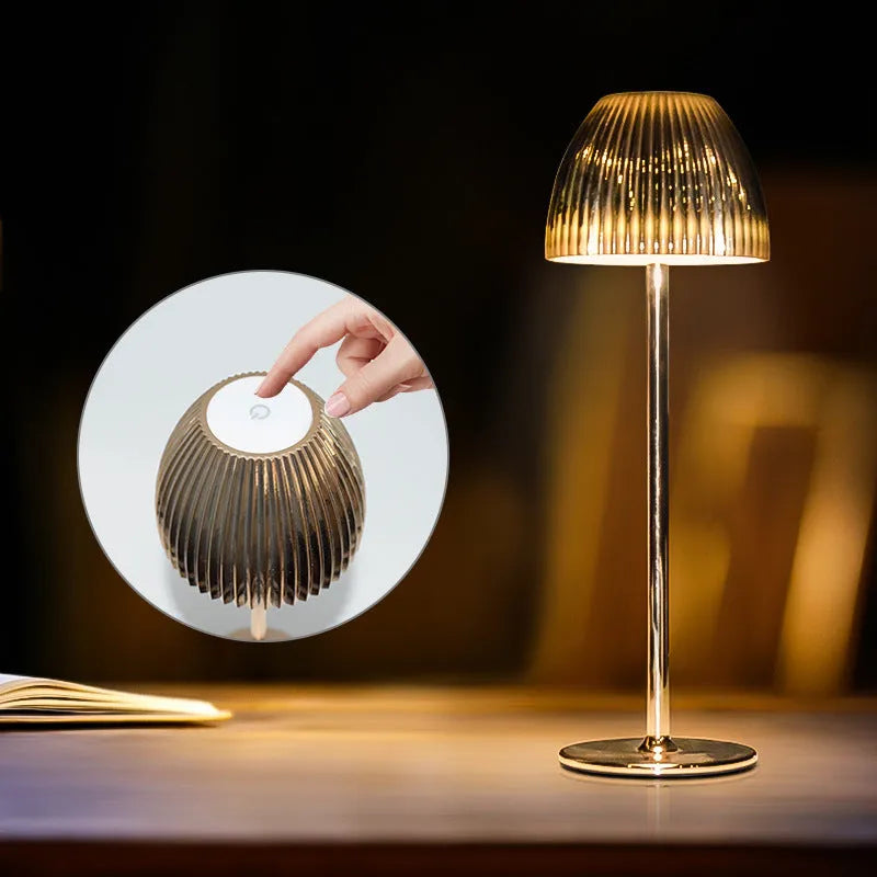 Modern dimmable night lamp with thin round base in black or white for bedroom and dining room