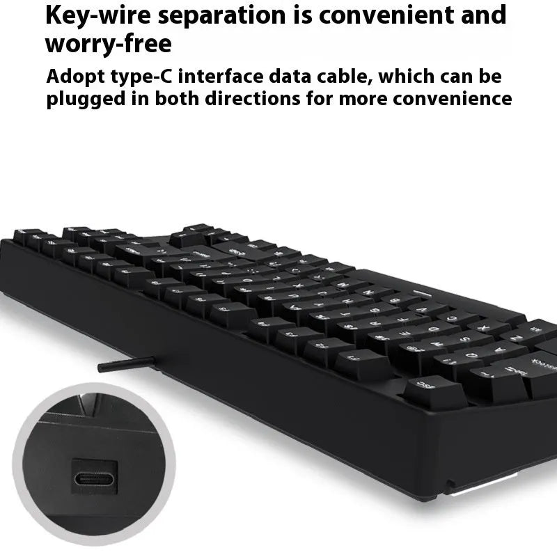 87-key wired mechanical gaming keyboard with colourful keycaps on a metal frame, shown with key puller and cable.