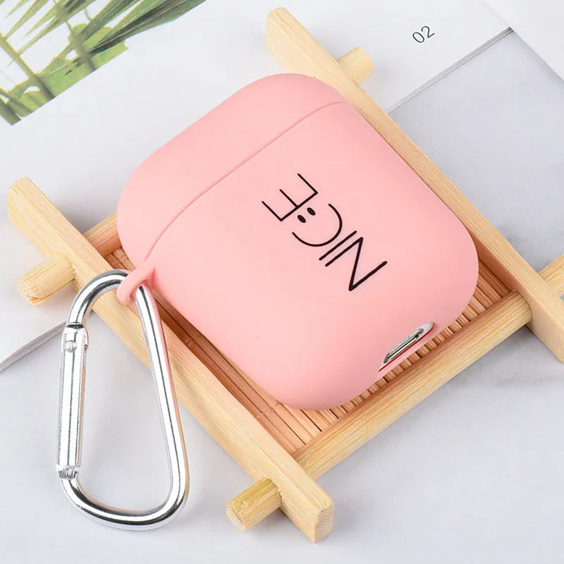 Black and pink AirPods protective case covers with decorative flower, love, smiley face designs