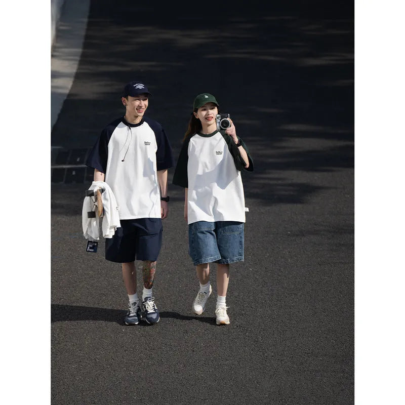 Men's casual Japanese raglan sleeve t-shirt in gray, loose fit, thin chemical fibre blend, pullover style