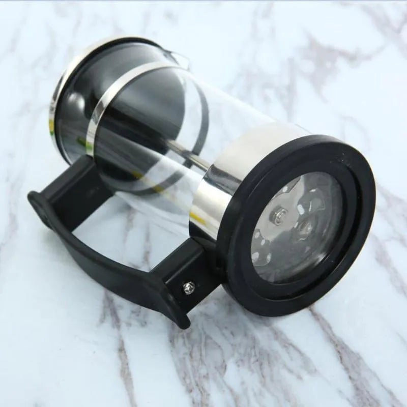 350ml manual pour-over coffee maker with glass chamber and stainless steel filter measuring 10x8x17cm