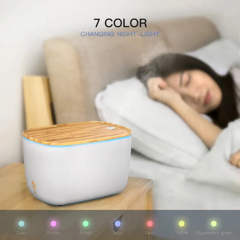 GX-22K household aromatherapy humidifier with night light on wooden surface