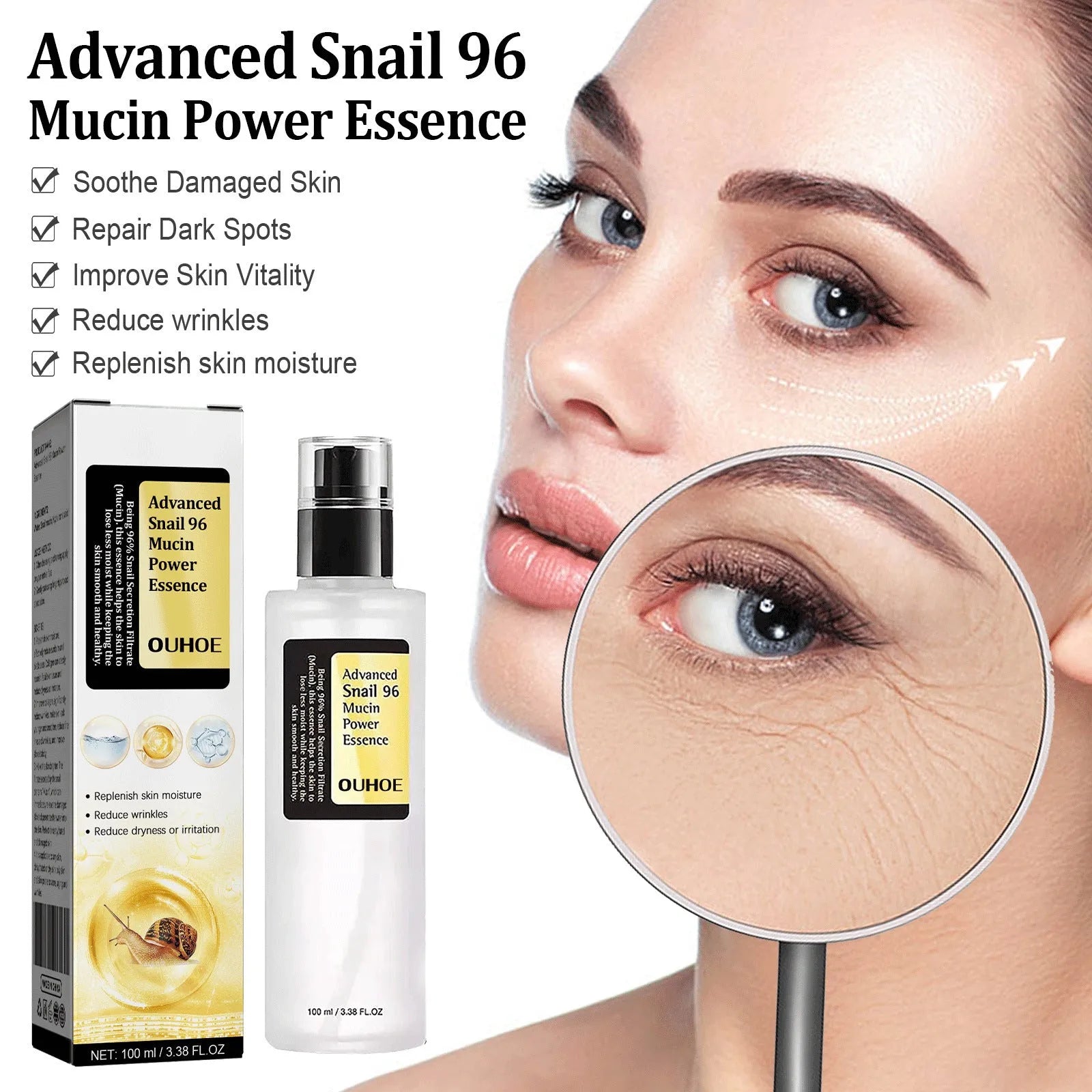 Snail Serum Collagen Facial Serum Original 100ml Hydrating Brightening Nourishing Firming Softening Skin Care Moisturising Treatment for Face