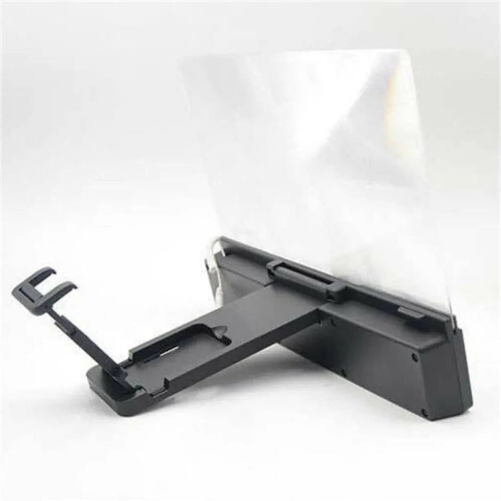 12-inch mobile phone screen amplifier with flexible gooseneck stand and built-in speakers