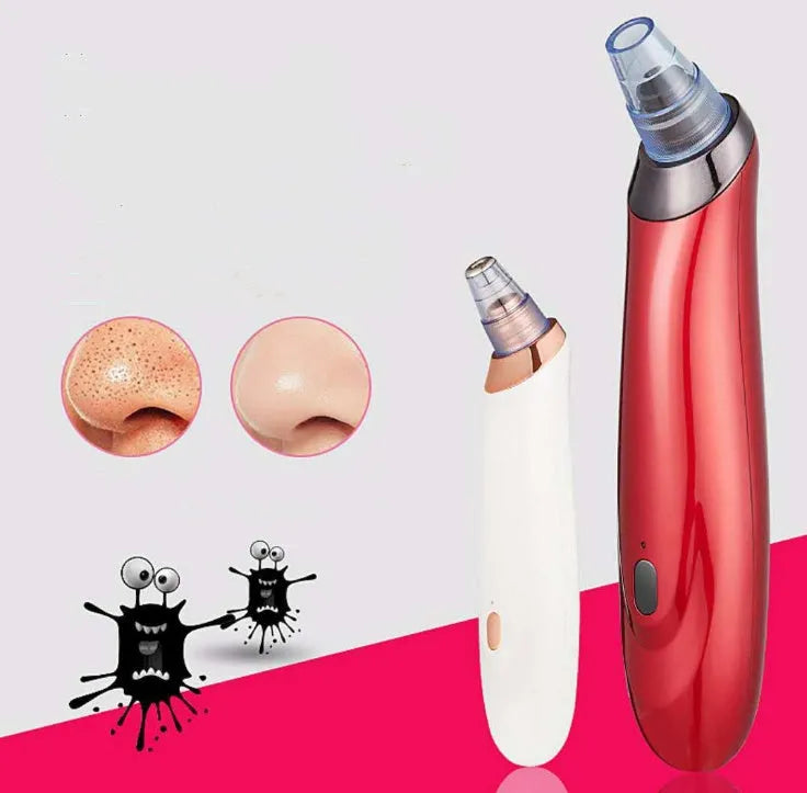 Electric blackhead remover device with multiple nozzle attachments for pore cleaning